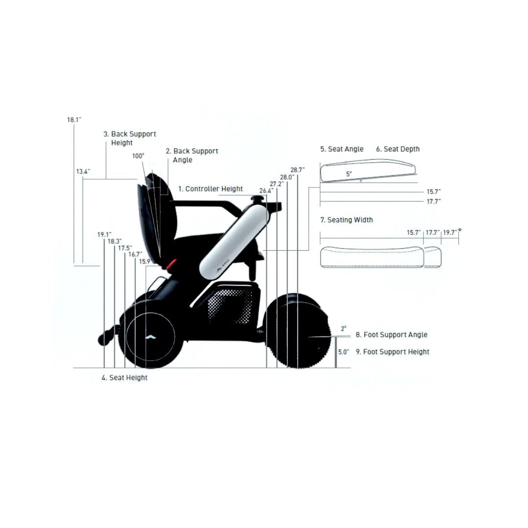 WHILL Model C2 Spec Diagram