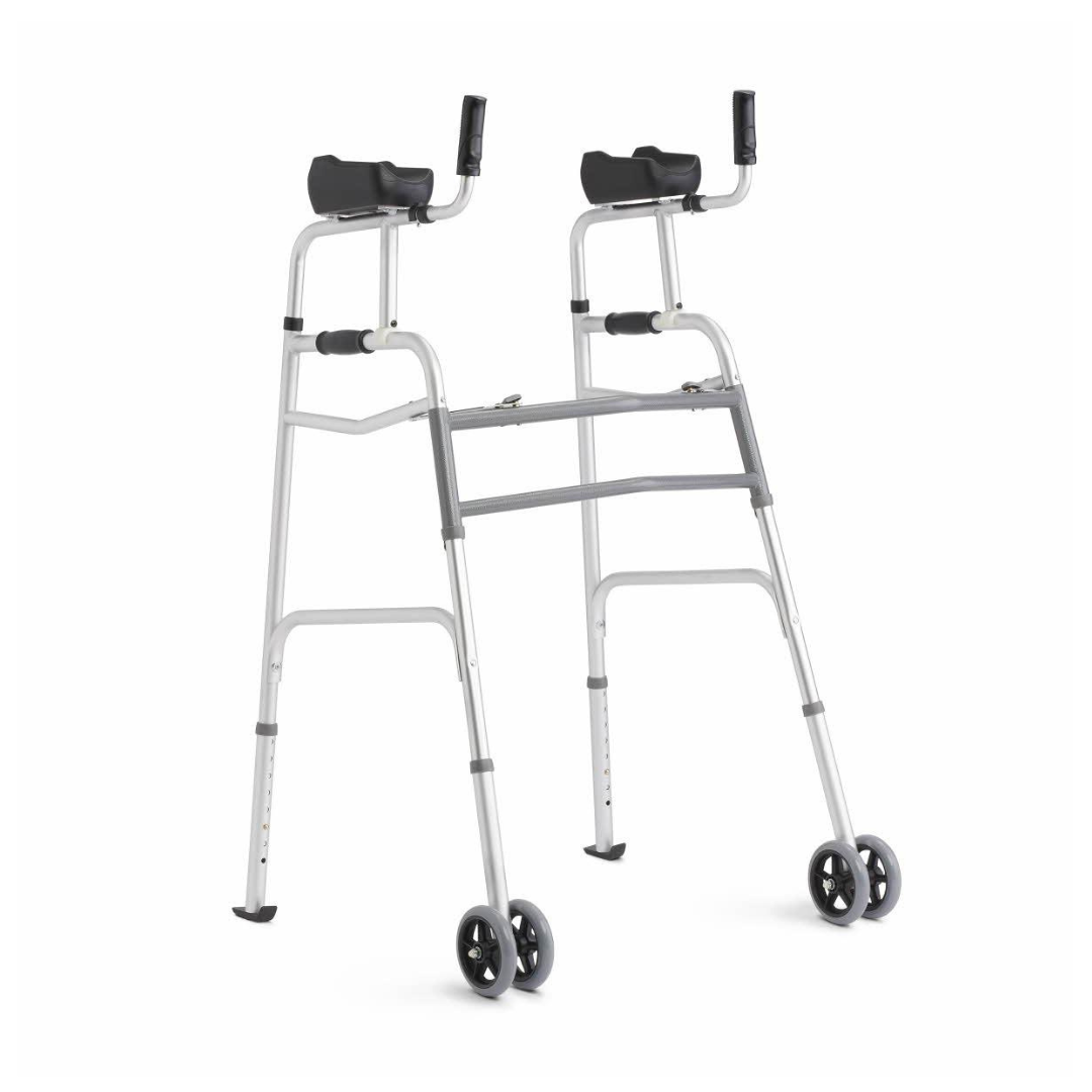 Medline Aluminum Upright Folding Walker with 5" Wheel (MDSUPWALKJR) By Medline