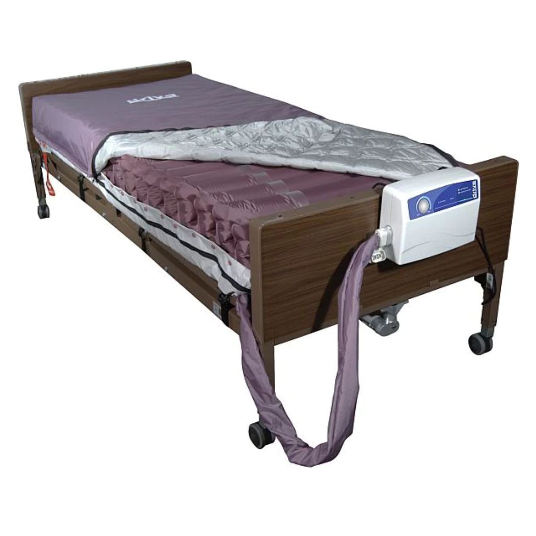 Drive Medical Med Aire 8 alternating pressure mattress system on hospital bed for pressure relief