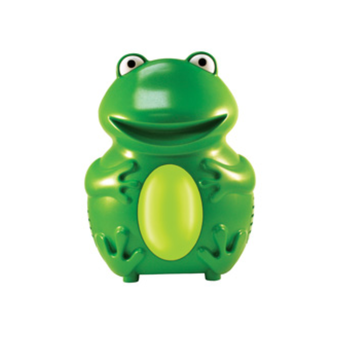 Compass Health Brands Roscoe Frog Nebulizer green frog-shaped pediatric inhaler device