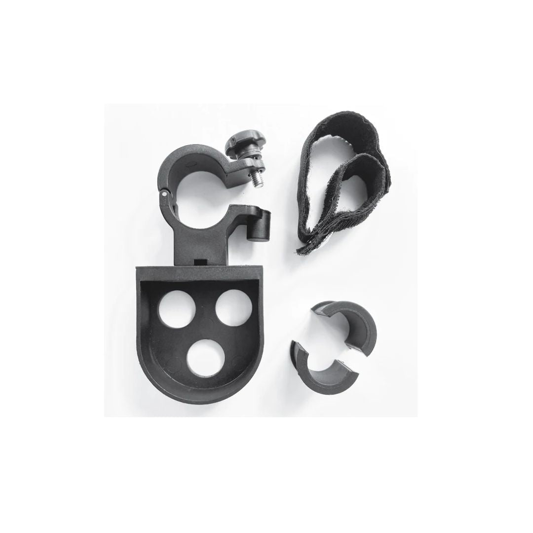 StrongBack Mobility Cane Holder For Wheelchair black mounting clamp kit with strap and inserts