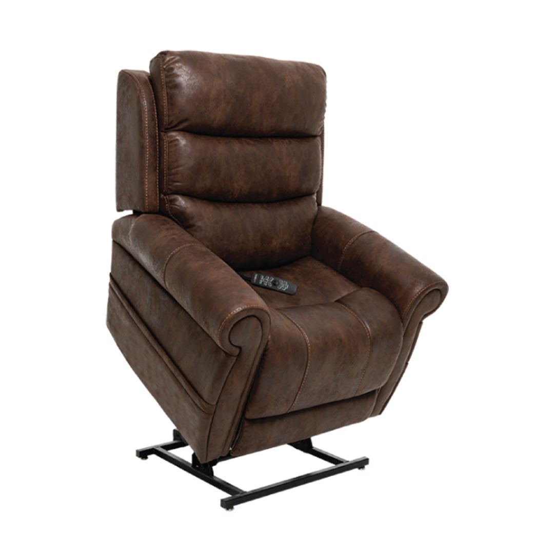 Pride Mobility VivaLift Tranquil 2 PLR935M brown leather lift recliner chair with remote control