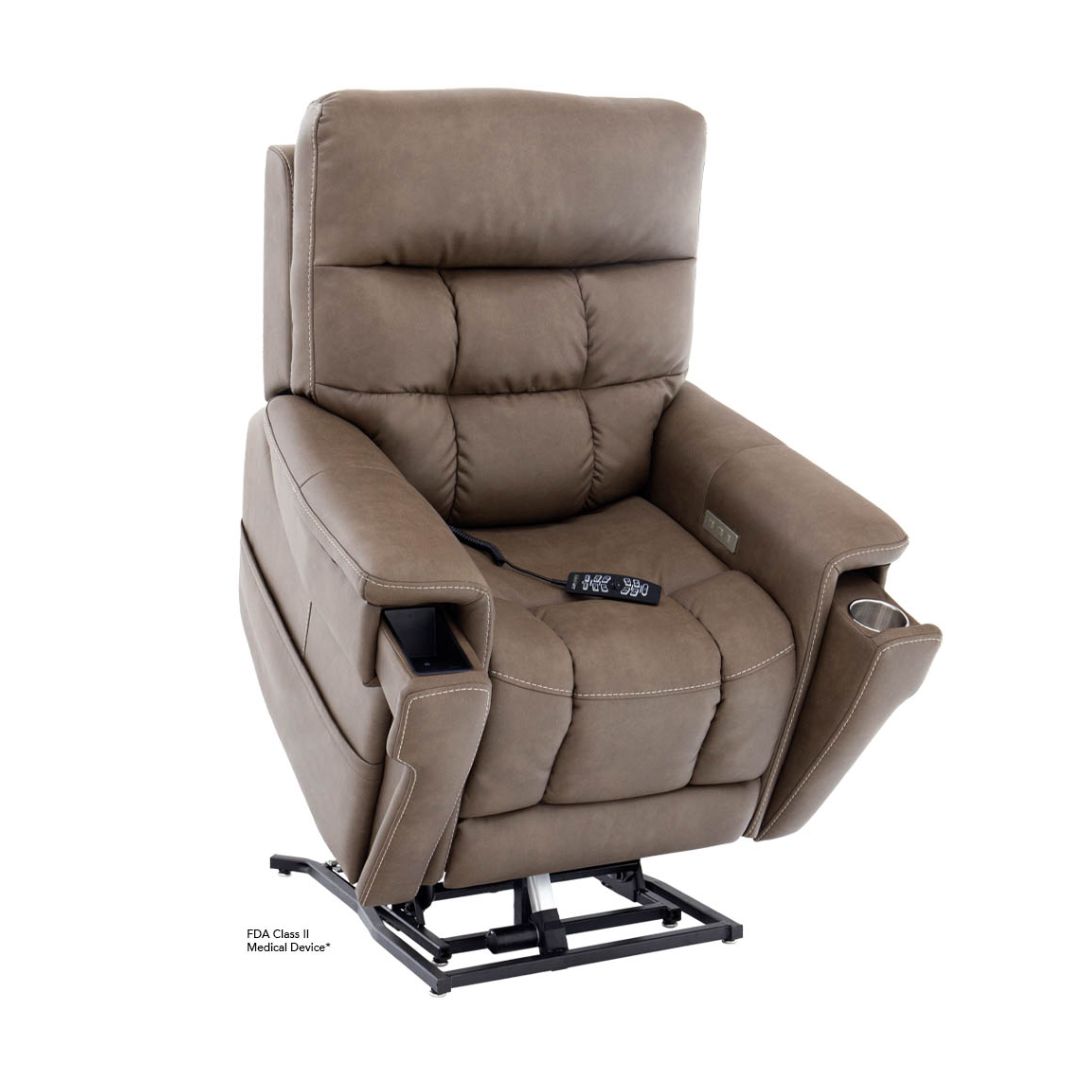 Pride Mobility VivaLift Ultra PLR4955S brown power lift recliner chair with remote control